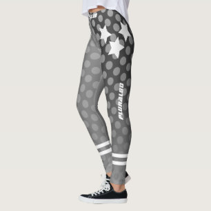 Stylish monogrammed gray dots pattern workout leggings