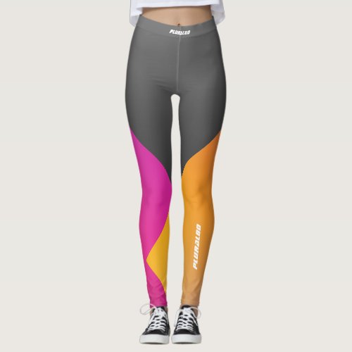 Stylish monogrammed gray pink yellow workout leggings