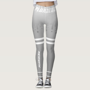 Stylish monogrammed gray white gradient workout leggings