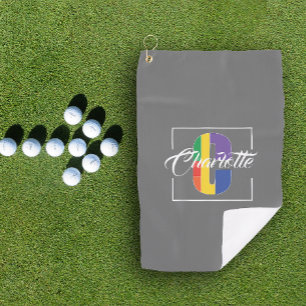 Stylish monogrammed initial colored letter C grey Golf Towel
