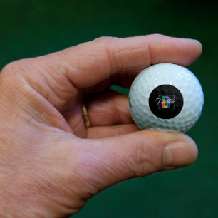 Stylish monogrammed initial colored letter D black Golf Balls