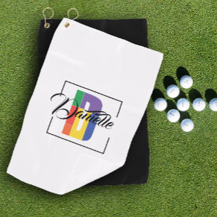 Stylish monogrammed initial colored letter D white Golf Towel