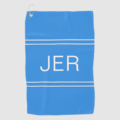 Stylish Monogrammed Initials Golfer Modern Blue Golf Towel