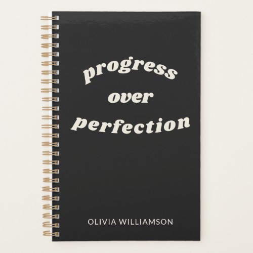 Stylish Monogrammed Inspirational Quote in Black Planner