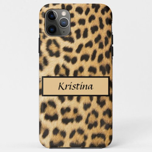 Stylish Monogrammed Leopard Fur Animal Print   iPhone 11 Pro Max Case