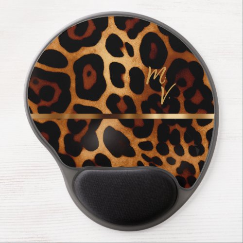Stylish Monogrammed Leopard Print Business  Gel Mouse Pad