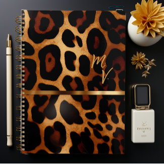 Stylish Monogrammed Leopard Print Business 