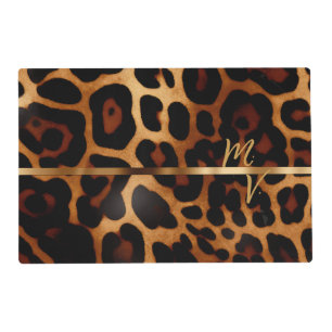 Stylish Monogrammed Leopard Print Placemat