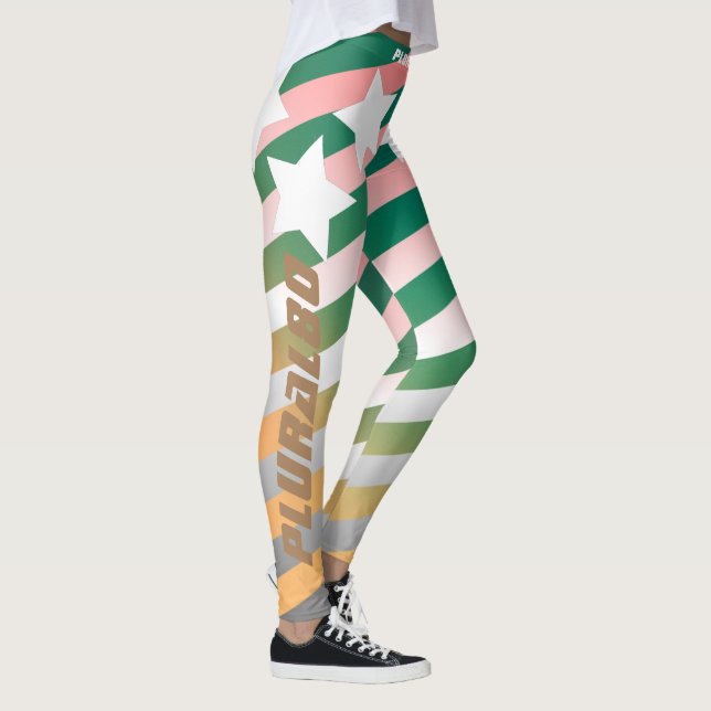 Stylish monogrammed line stars pattern workout  leggings (Right)