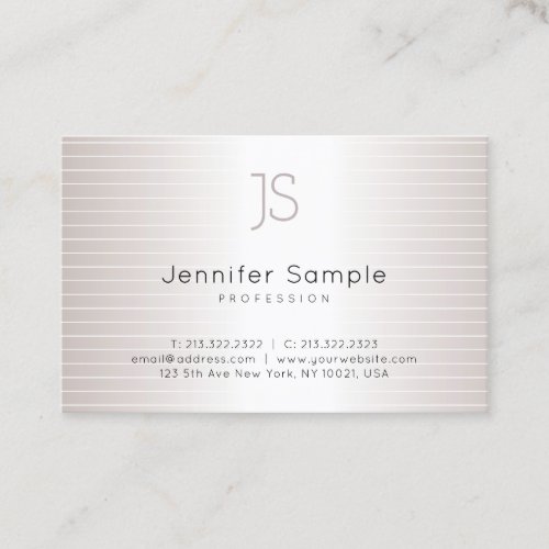 Stylish Monogrammed Modern Silver Template Chic Business Card