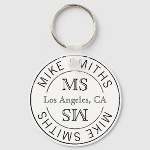stylish monogrammed (name & initials) black&white keychain