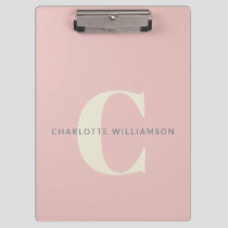 Stylish Monogrammed Name Professional Blush Pink Clipboard