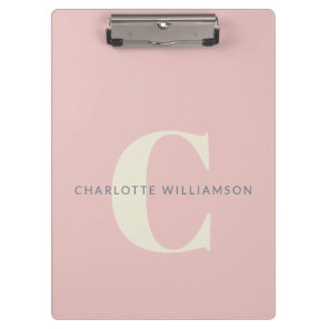 Stylish Monogrammed Name Professional Blush Pink Clipboard
