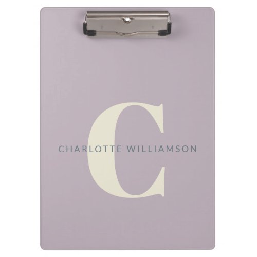 Stylish Monogrammed Name Professional Dusty Lilac Clipboard