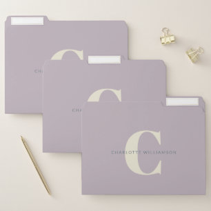 Stylish Monogrammed Name Professional Dusty Lilac File Folder