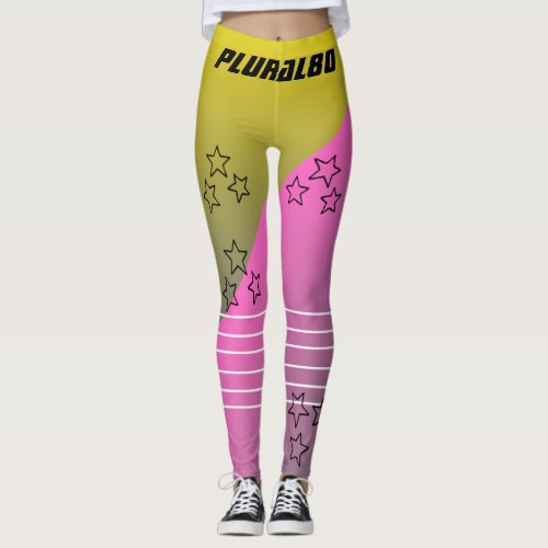 Stylish Monogrammed pink yellow gradient workout Leggings