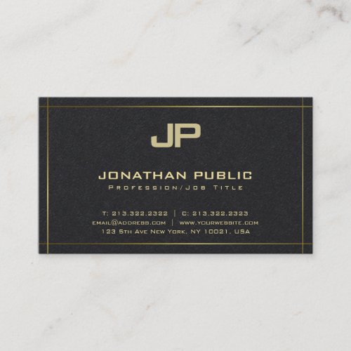 Stylish Monogrammed Plain Premium Black Luxury Business Card