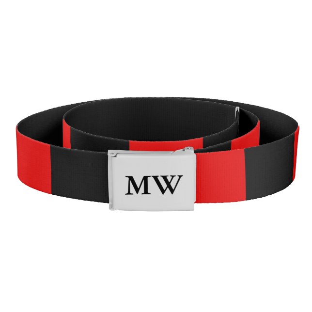 Stylish monogrammed red and black belt (Coil)