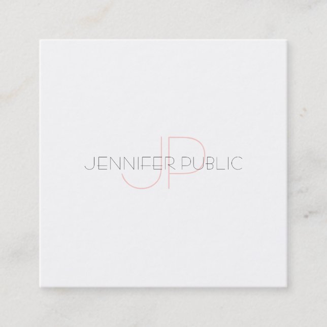 Stylish Monogrammed Sleek Design Trendy Luxury Square Business Card (Front)
