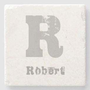 Stylish Monogrammed Template Elegant Letter Marble Stone Coaster