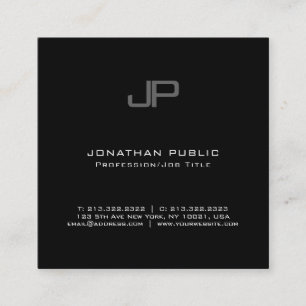 Stylish Monogrammed Trendy Minimalist Design Square Business Card