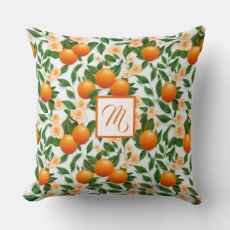 Stylish Monogrammed Valencia Orange Decorative 
