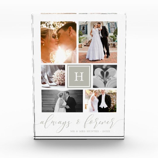 Stylish Monogrammed Wedding Collage Photo Block Zazzle Stylish Monogrammed Wedding Collage Photo Block