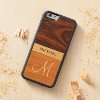 Stylish Monogrammed - Wood Grain Stripes Carved® Maple iPhone 6 Bumper Case