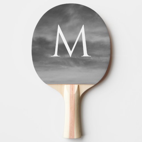 Stylish Monograms Black White Grey Clouds Patterns Ping Pong Paddle