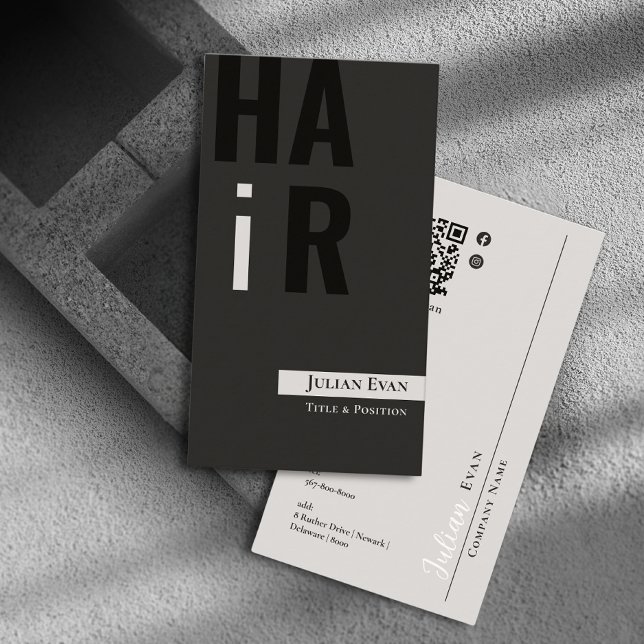 Stylish Monotone Hairdresser Business Card (Creator Uploaded)