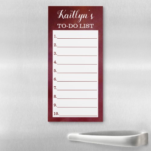 Stylish Moody Red To Do List Custom Magnetic Notepad