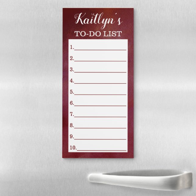 Stylish Moody Red To Do List Custom Magnetic Notepad (In Situ)