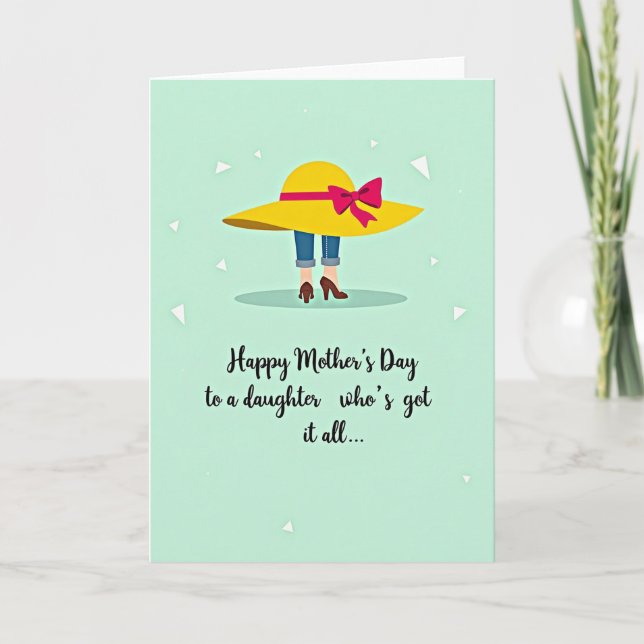 Stylish Mothers Day Sun Hat Card (Front)
