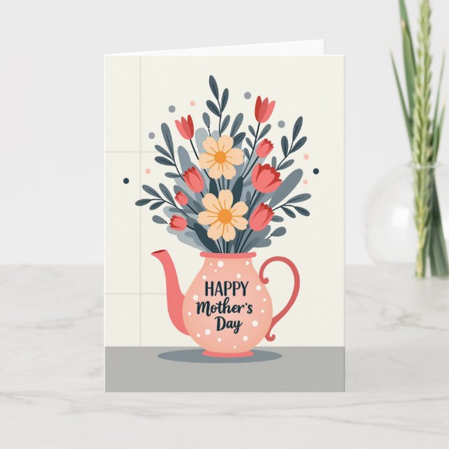 Stylish Mothers Day Teacup Card (Front)