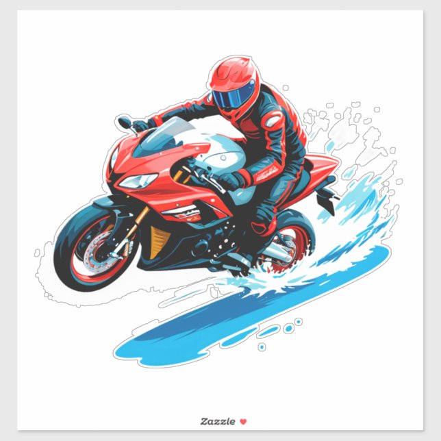 Stylish Motorcycle Rider Sticker (Sheet)