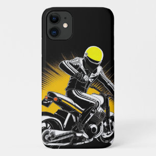 Stylish Motorcyclist Riding on a Cruiser Bike iPhone 11 Case
