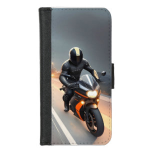 Stylish Motorcyclist Riding on a Cruiser Bike iPhone 8/7 Wallet Case