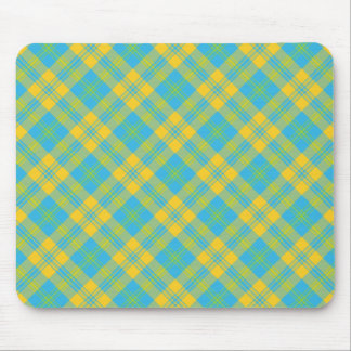 Stylish Mousepad: Blue, Yellow, Green Plaid Mouse Pad