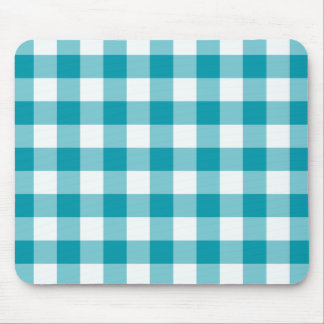 Stylish Mousepad, Teal Check Gingham Mouse Pad