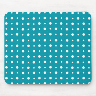 Stylish Mousepad, White Polka Dots, Teal Mouse Pad