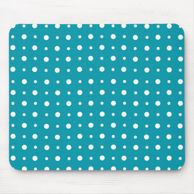 Stylish Mousepad, White Polka Dots, Teal Mouse Pad (Front)