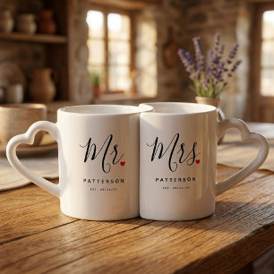 Stylish Mr. & Mrs. Custom Last Name Coffee Mug Set