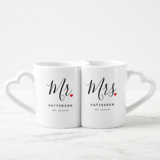 Stylish Mr. & Mrs. Custom Last Name Coffee Mug Set