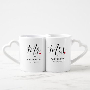 Stylish Mr. & Mrs. Custom Last Name Coffee Mug Set