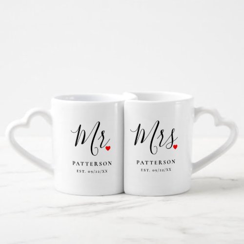 Stylish Mr. & Mrs. Custom Last Name Coffee Mug Set
