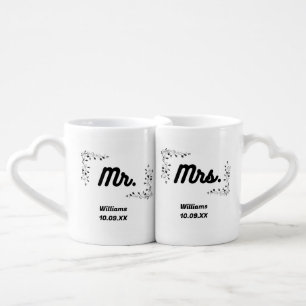 Stylish Mr. & Mrs. Custom Last Name Coffee Mug Set