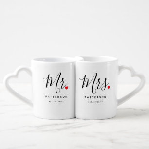 Stylish Mr. & Mrs. Custom Last Name Coffee Mug Set