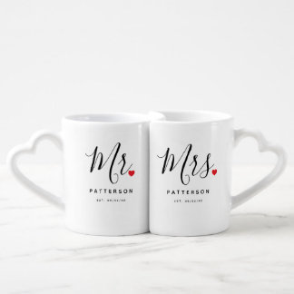 Stylish Mr. & Mrs. Custom Last Name Coffee Mug Set