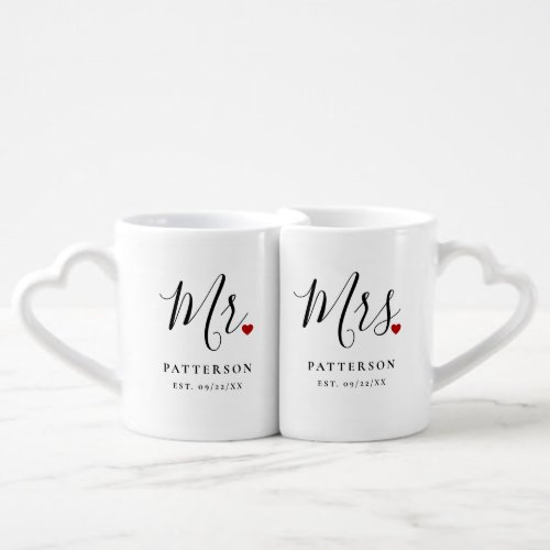 Stylish Mr. & Mrs. Custom Last Name Coffee Mug Set