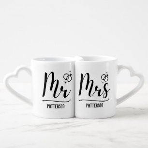 Stylish Mr. & Mrs. Custom Last Name, wedding  Coffee Mug Set